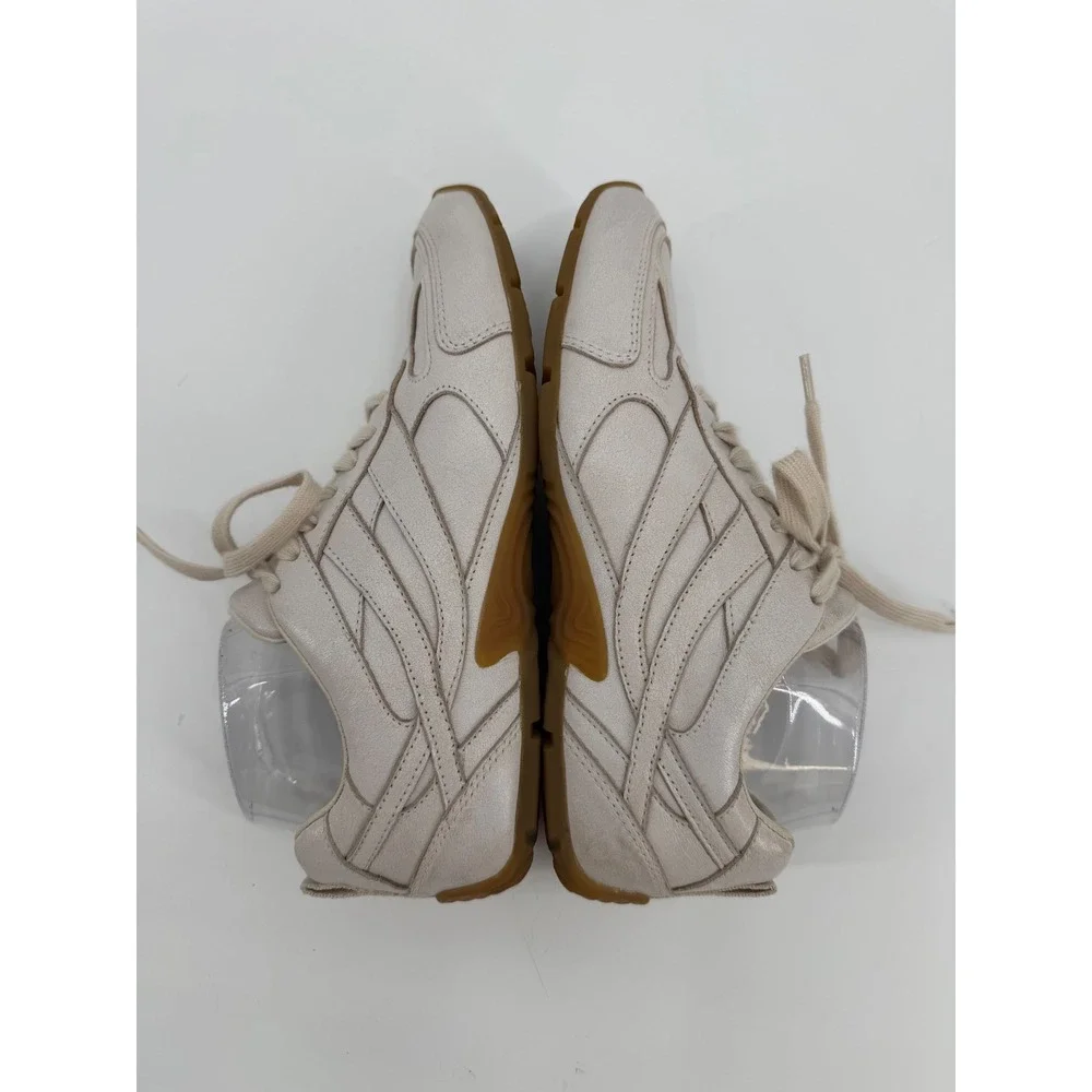Vince Leather Low Top Sneakers Cream Off White Gum Sole Lace Up Trainers